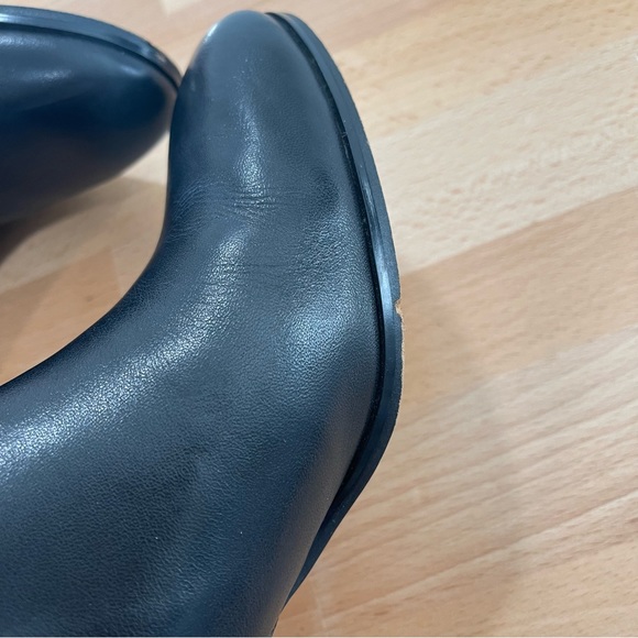 COACH Paulina Black Leather Ankle Boots Embossed Snake Belt Booties 7.5 - Picture 5 of 9